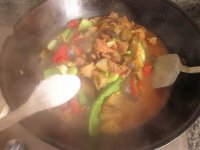 油菜茄子炒肉片