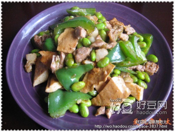 肉丁毛豆炒青椒