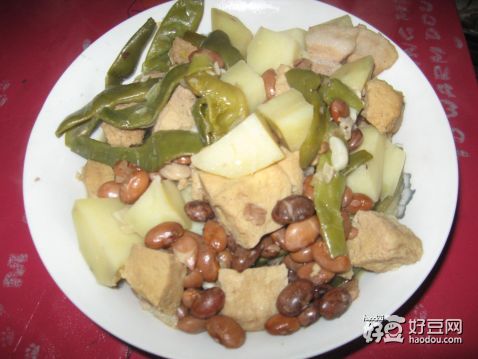 冻豆腐炖豆角