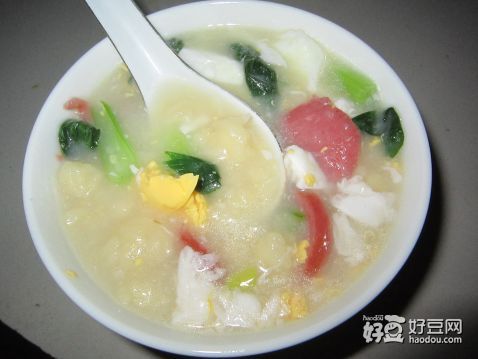 青菜火腿疙瘩汤