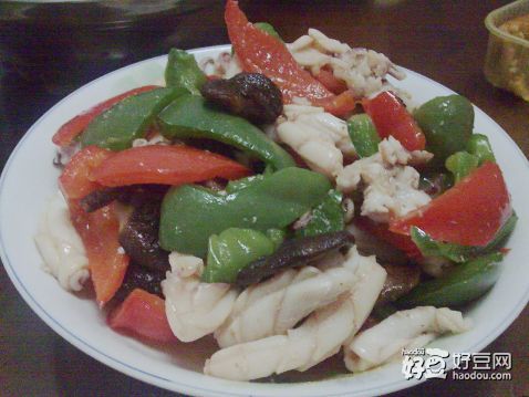 香菇青红椒炒鲜鱿