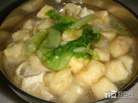 豆腐泡生菜汤