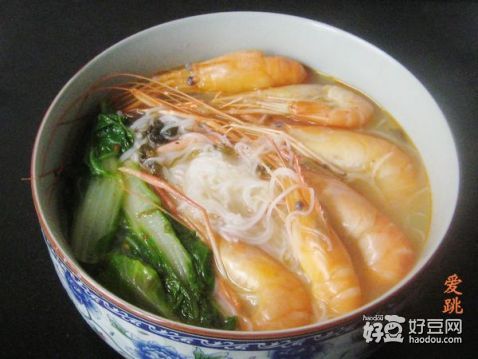 青菜鲜虾米线