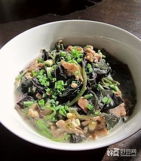 肉丝上汤紫背菜