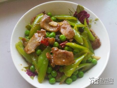 青椒豌豆炒肉片