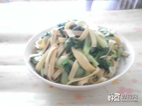 小白菜炒豆腐皮