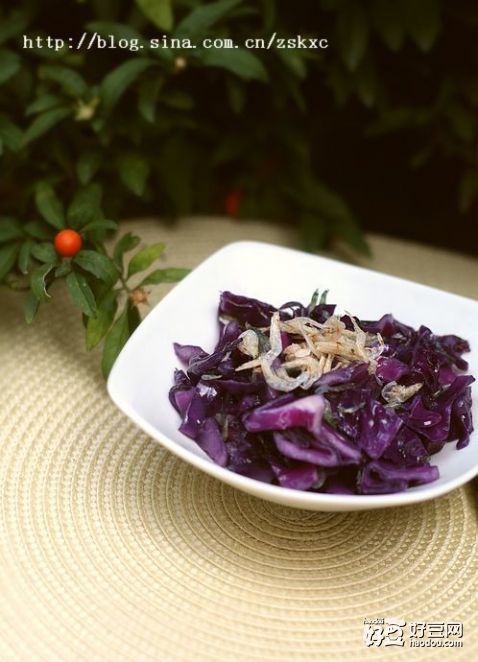 紫甘蓝炒虾皮