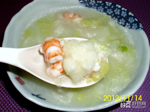 鲜虾白菜疙瘩汤