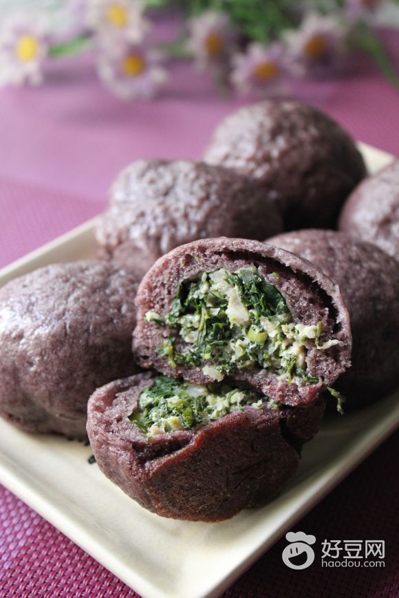 紫米荠菜水煎包