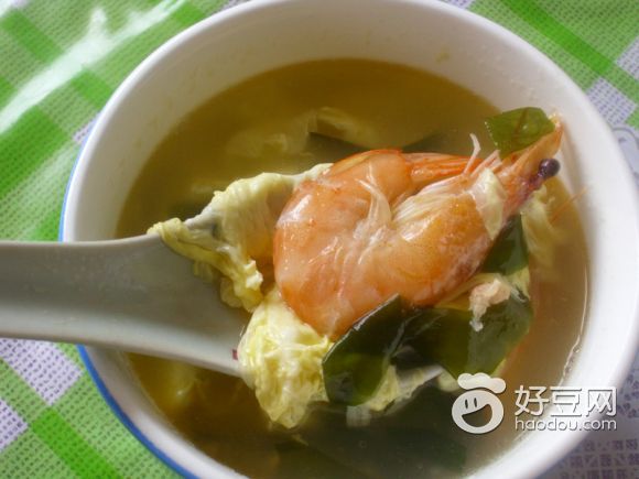 鲜虾海藻鸭蛋汤
