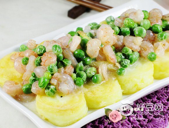 豌豆虾仁烩玉子豆腐