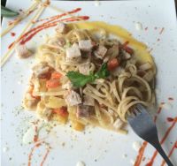 鲟龙鱼奶油烩意面