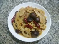 香菇大豆蛋白炒莲藕