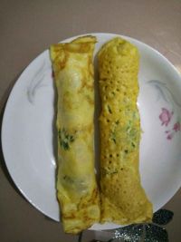 芹菜叶鸡蛋饼卷火腿