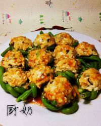 鸡胸肉酿豆角