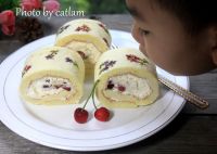<手工美食>手绘碎花蛋糕卷的做法10