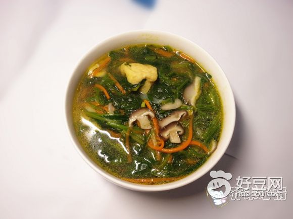 香菇豆泡菠菜汤