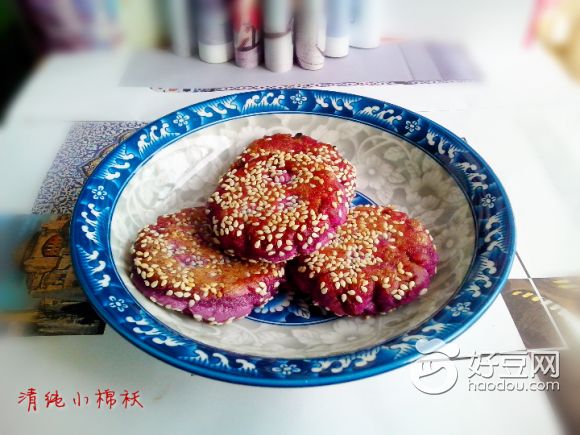 枣香紫薯芝麻饼