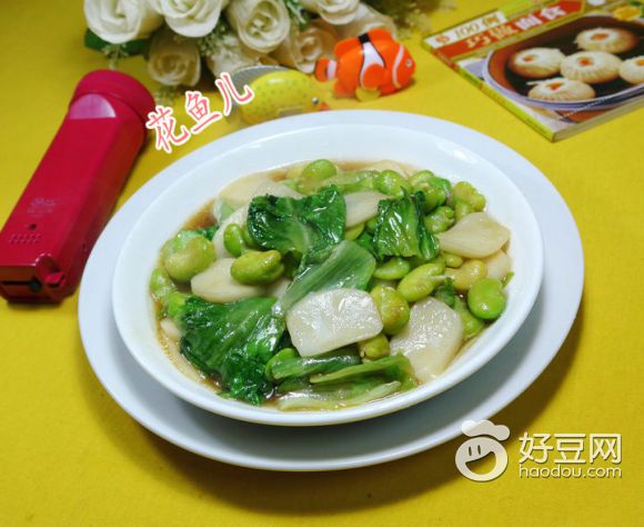 生菜蚕豆炒年糕