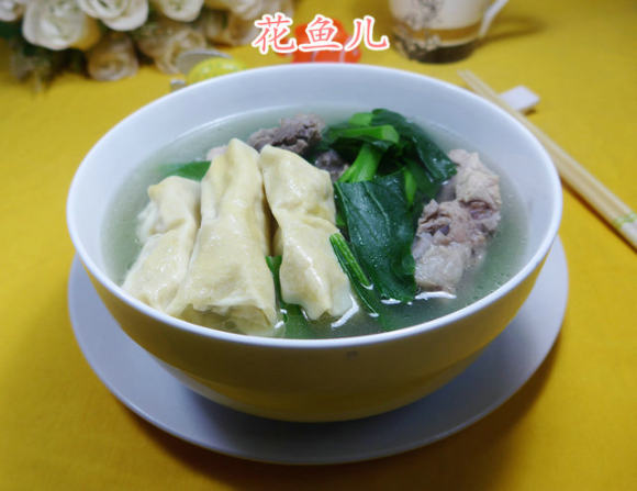 油菜蕻面结龙骨汤