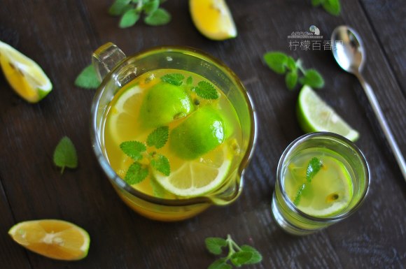 百香果青柠檬蜂蜜水