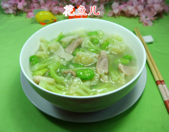 蚕豆猪肉花菜羹