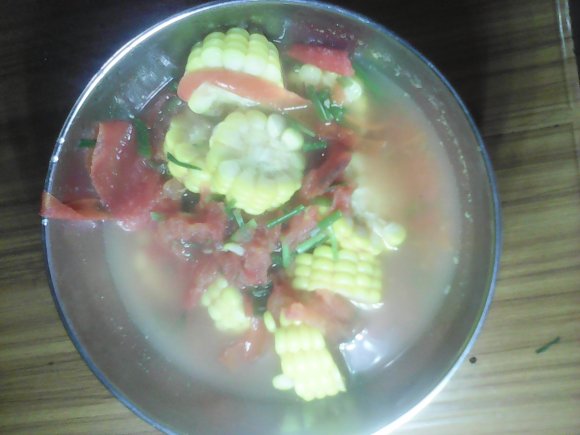 番茄玉米葱花汤