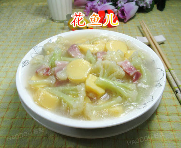 咸肉花菜豆腐羹