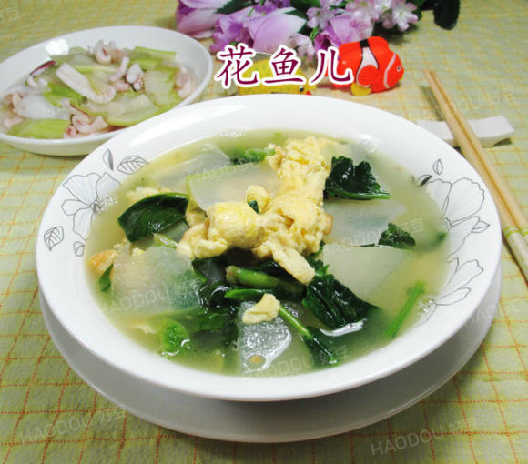 菠菜鸡蛋煮冬瓜