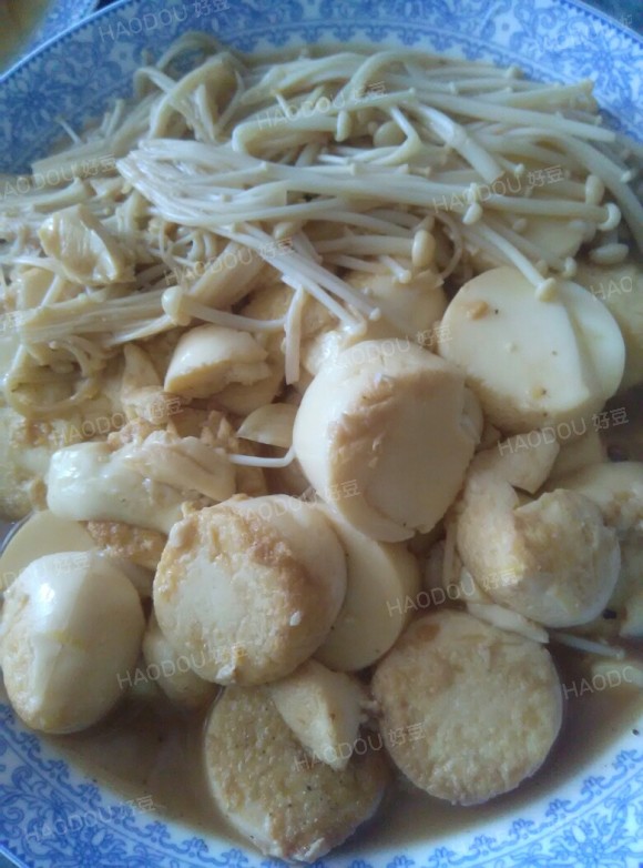 玉子豆腐煮金针菇
