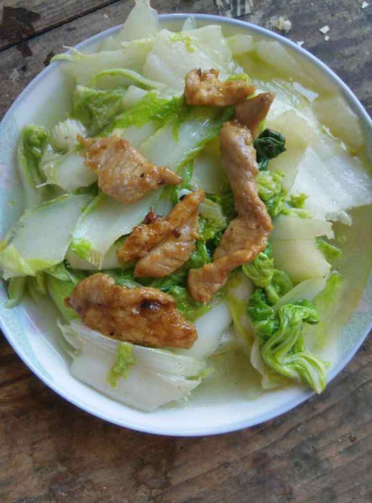 肉片炒小白菜