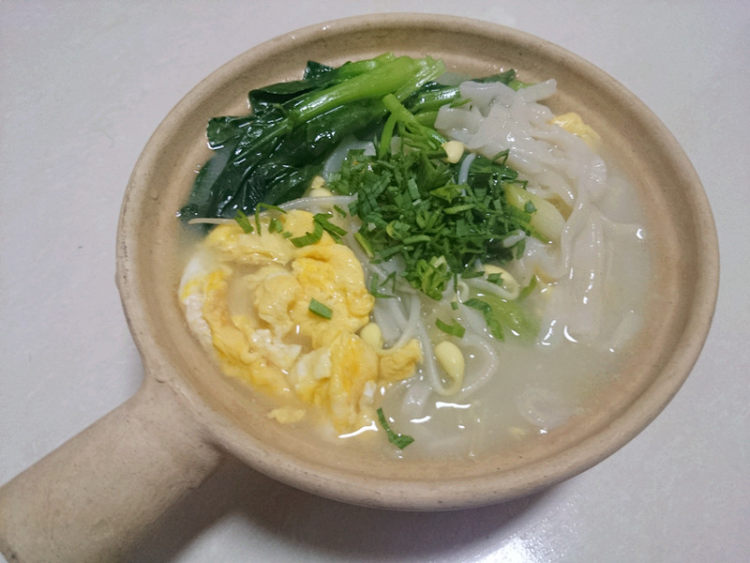 青菜鸡蛋煮豆丝