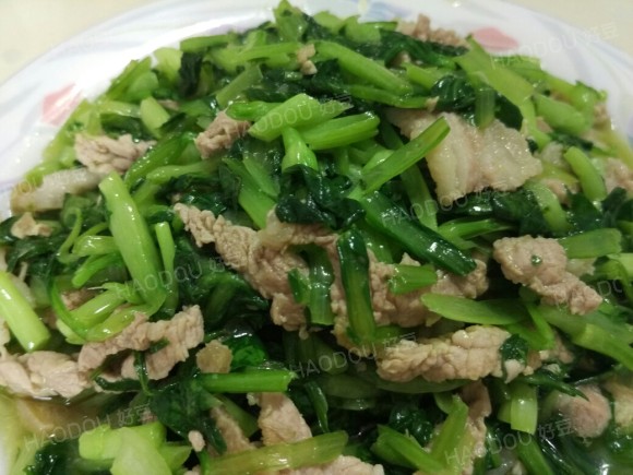 鸡毛菜炒肉丝