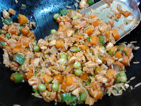 香辣南瓜鸡丁炒饭