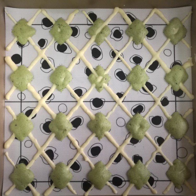 抹茶格子彩绘蛋糕