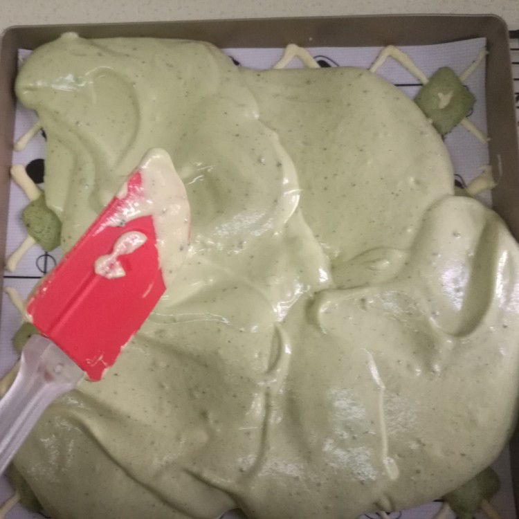 抹茶格子彩绘蛋糕